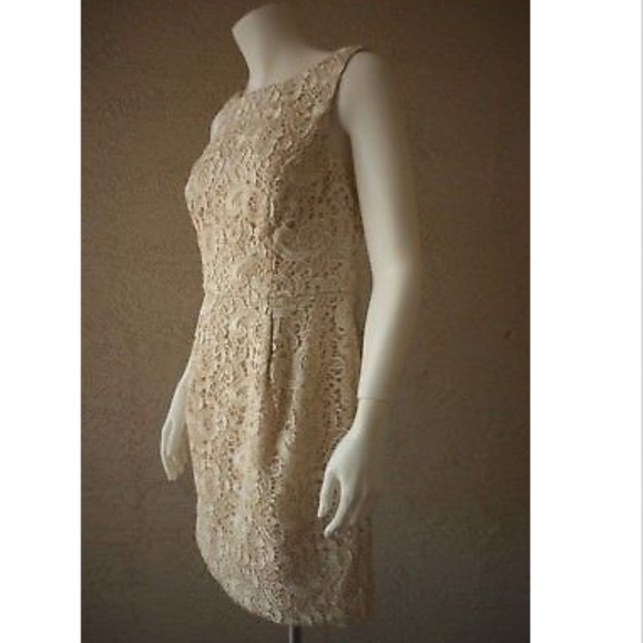 AIDAN MATTOX Champagne Lace Dress Open Back - Picture 5 of 7